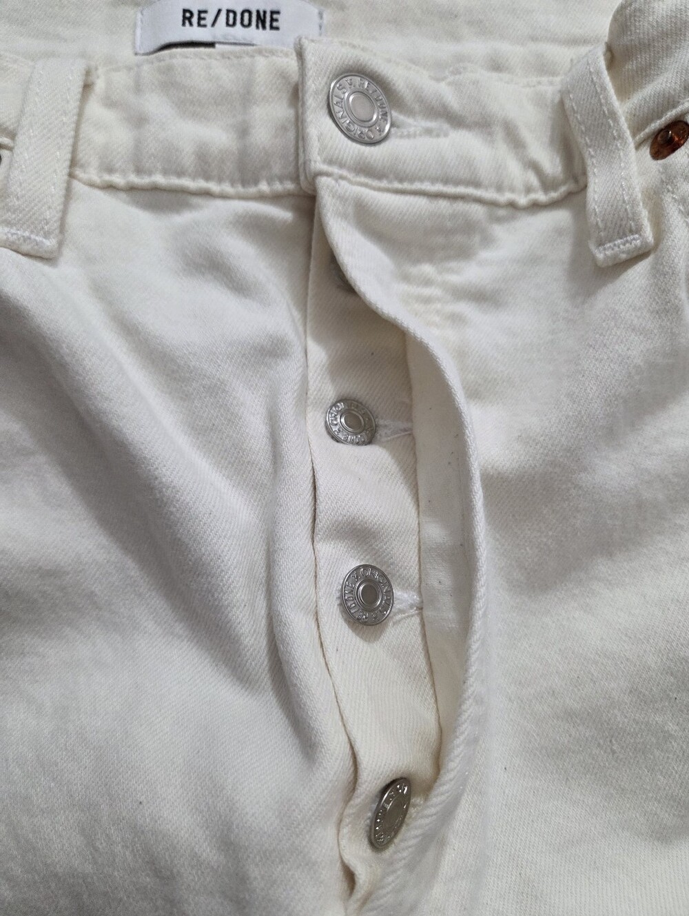 Re/Done 90s High Rise Ankle Crop Jeans Vintage White Denim Size 30 Boho Casual - Picture 10 of 10